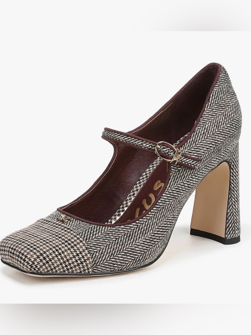 Circus by Sam Edelman Herringbone Mary Jane Pump with Burgundy Trim